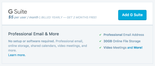 add G Suite to your site