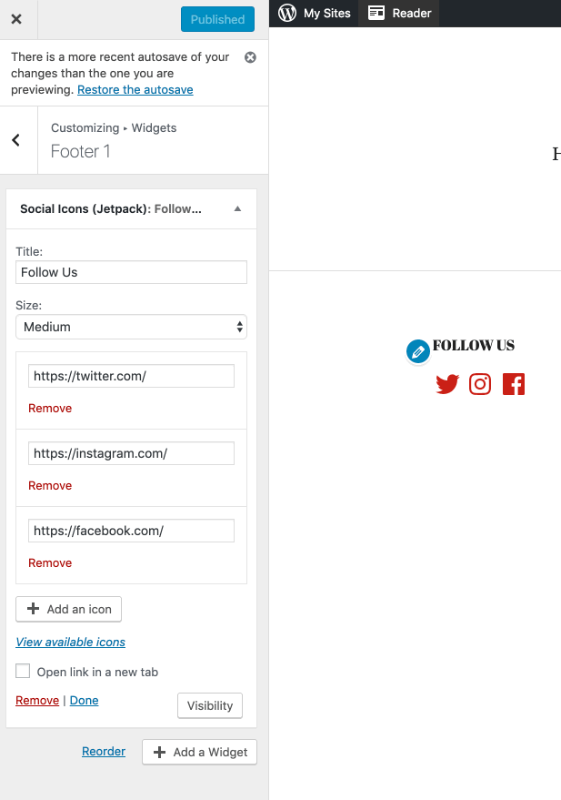 how to insert Social Media buttons to your sidebar or footer