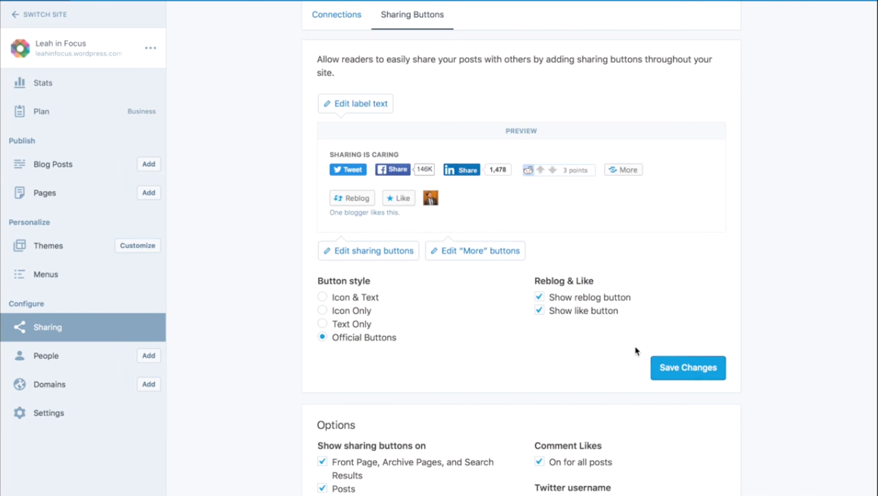 insert sharing buttons