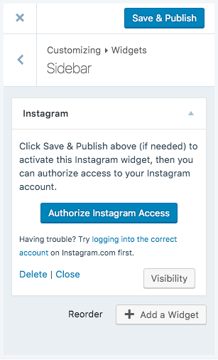 Display Instagram widget on your sidebar