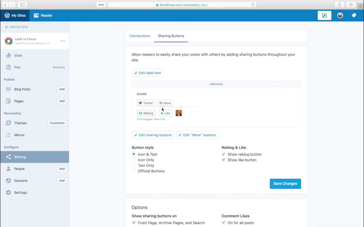 insert sharing buttons